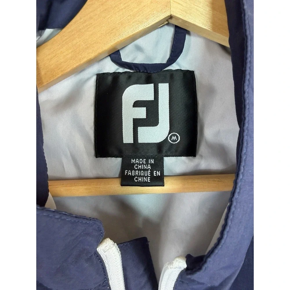 FootJoy FJ Golf Windbreaker Jacket Mens Medium Navy Blue 1/2 Zip Lightweight